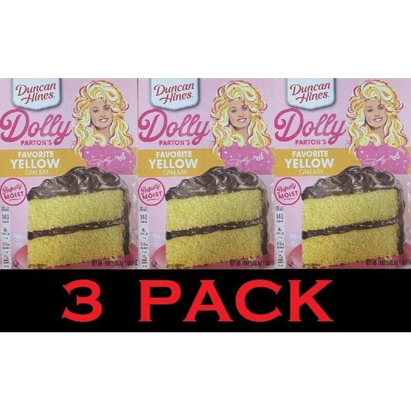 Duncan Hines Dolly Parton's Perfectly Moist FAVORITE YELLOW Cake Mix 18oz 3 PACK