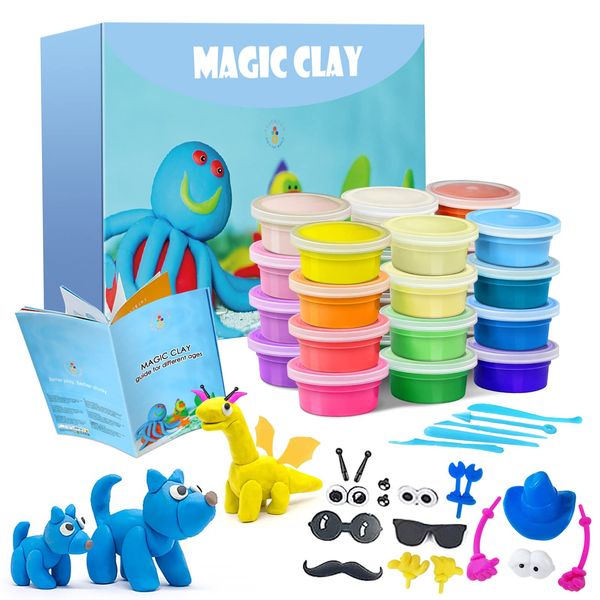 Modeling Clay Kit - 24 Colors Air Dry Ultra Light Soft & Stretchy DIY Molding Clay with Tools, Kids Art Crafts Gift for Boys & Girls Age 3-12 Year Olds