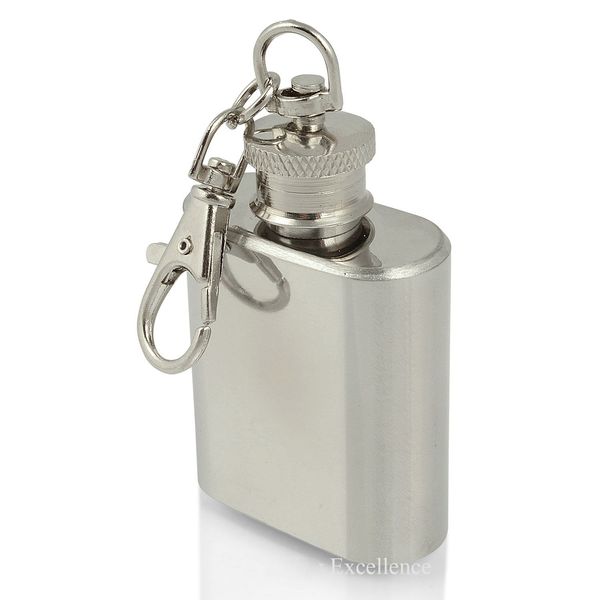Personalised Engraved Shiny 1oz Hip Flask Keyring Gift