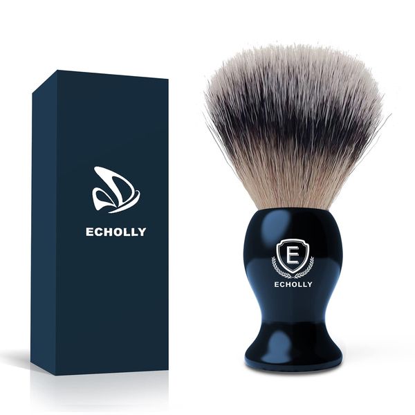 Luxury Shaving Brushes For Men by Echolly-Super Strong NO Shedding Bristle Shave Brushes for Men-Smooth Acrylic Handle Legacy Shave Brush-Rich and Fast Lather Shaving Cream Brush Gifts for Fathers Day