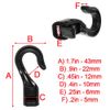 Black Hard Plastic Cord End Hooks with Open, Non-Locking Closure (10 Pack)