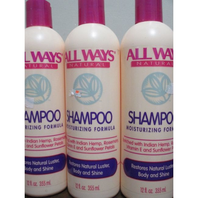 Lot of 3 All ways Natural Shampoo Moisturizing Formula Allways 12 oz