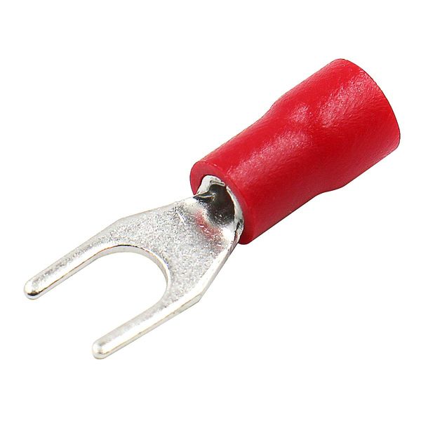 Baomain Red Insulated Fork Spade Wire Connector Electrical Crimp Terminal 16-22AWG #8 USA Screw (100PCS)