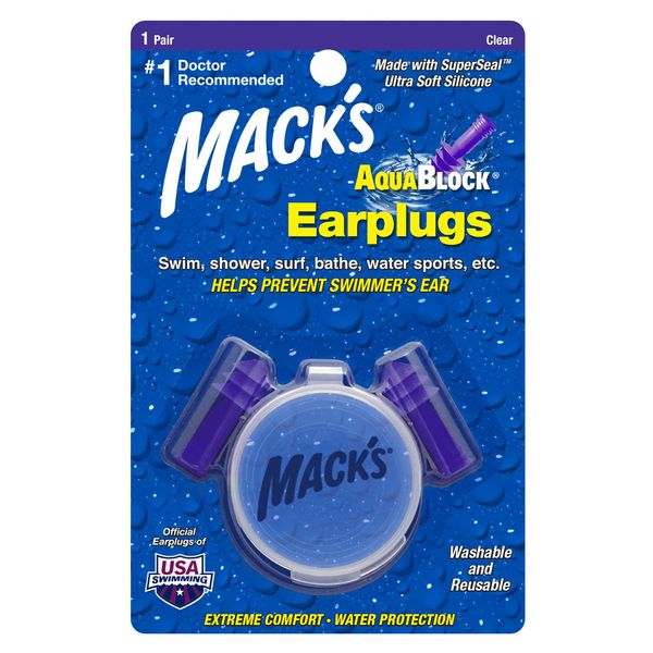Mack's Aqua Block Ear Plugs (1 Pair) - Purple