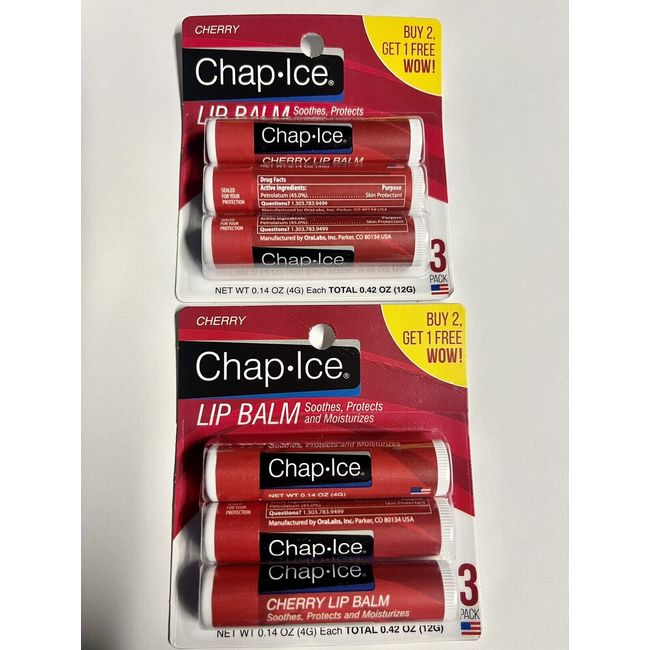 6  Chap Ice Cherry l Lip Balm Soothes,Protects and Moristurize,New & Sealed