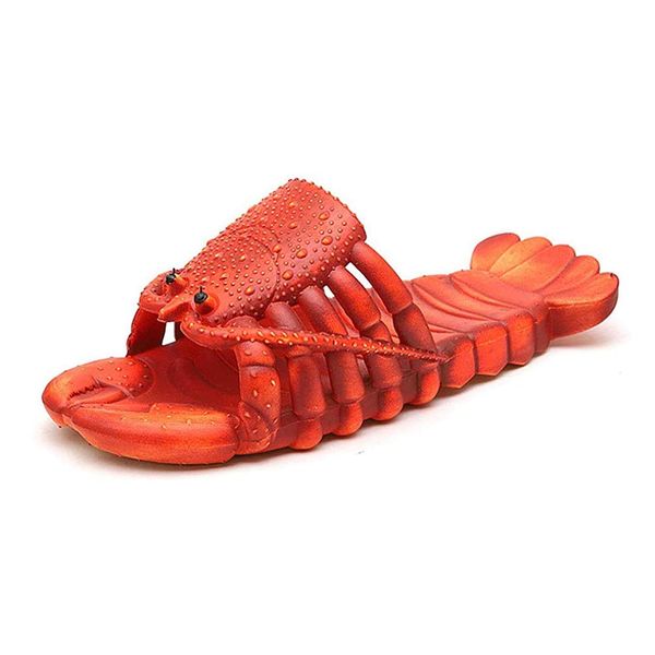 Nafysa Lobster Slippers, Funny Slippers, Fish-shaped Sandals, Fish Slippers, Men's, Women's, Children, Lobster Sandals, Bath Slippers, Beach Sandals, Room Slippers, red (dark red)