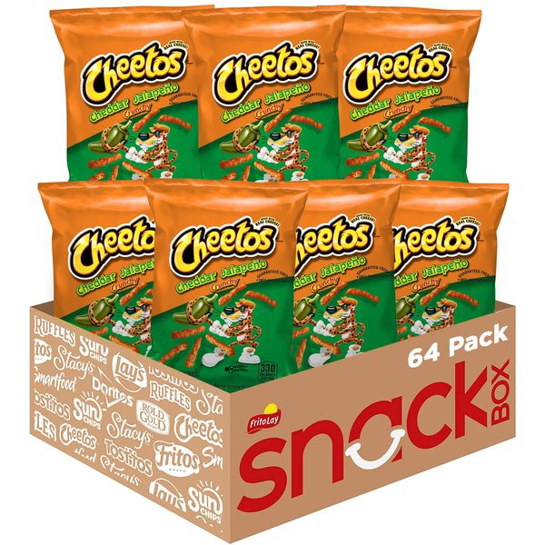 Cheetos Cheese Flavored Snacks, Cheddar Jalapeno Crunchy, 2 Ounce (Pack of 64)