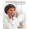 mikimini Extra Large Black Shower Cap for Women and Men Thick Long Hair Braids, Reusable Waterproof Double Layers XL Bathing Hair Caps with Vibrant Orange Edge (Black)