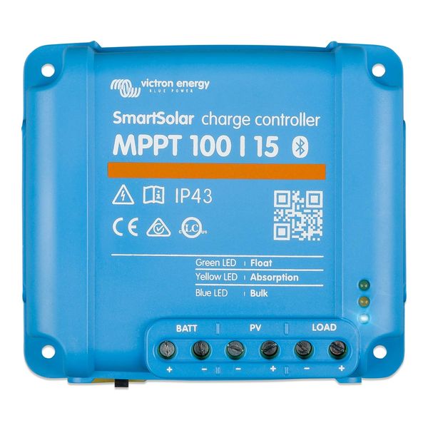 Victron Energy SmartSolar MPPT Solar Charge Controller (Bluetooth) - MPPT Charge Controller for Solar Panels - 100V 15 amp 12/24-Volt