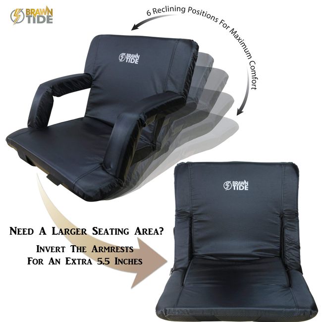 Regular & Wide Stadium Seat with 6 Reclining Positions Regular - 2 Pack in Black