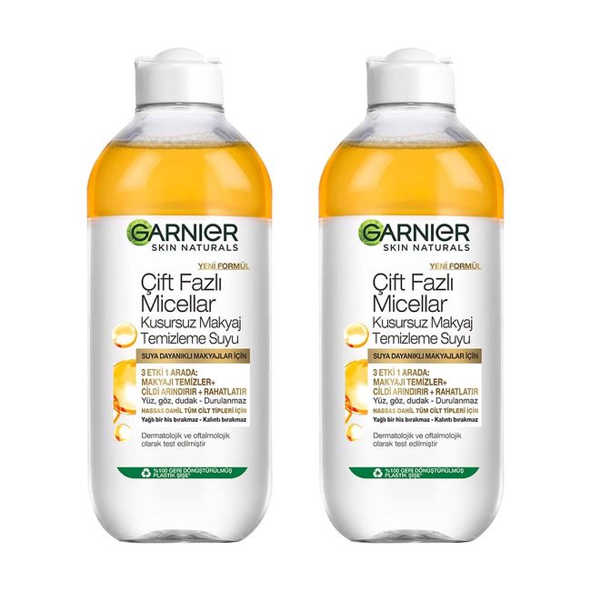 Garnier Çift Fazlı Micellar Kusursuz Makyaj Temizleme Suyu 400 ml x 2 Adet