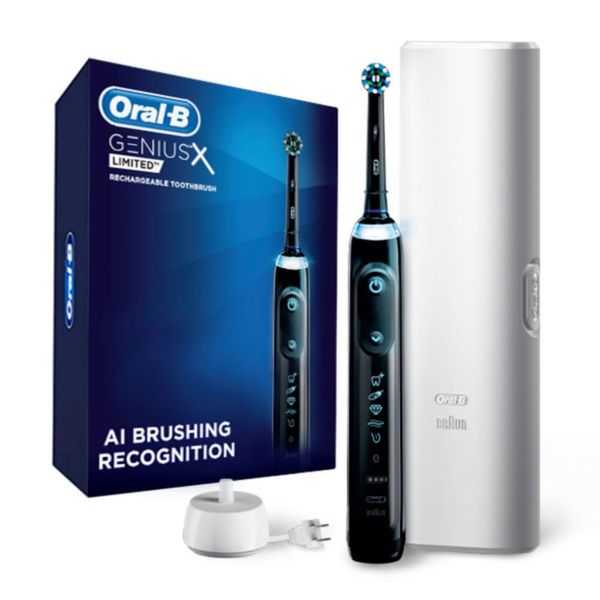 Oral-B Genius X Limited, Electric Toothbrush with Artificial Intelligence, 1 Replacement Brush Head, 1 Travel Case, Midnight Black