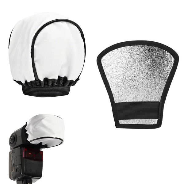 Blitz Diffusor Silber, Flash Diffuser, Universal Blitz Diffusor, Mini Blitz Reflektor Silber, 2 in 1 Blitz Reflektor, Universal Stoff Diffusor, Leichter Speedlite-Softbox-Diffusor, 2 Stück