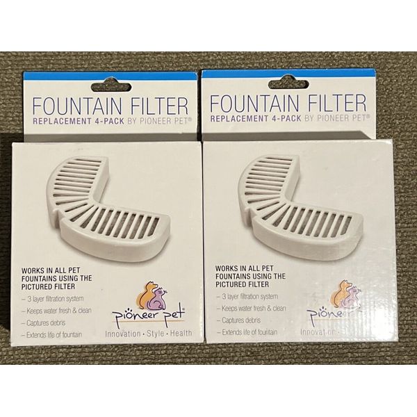 Pioneer Pet Water Fountain Filter Replacement #3014 Dog/Cat 4 Pack  Qty 2