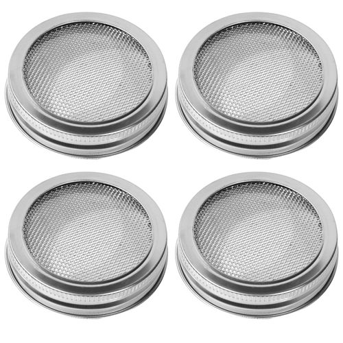 4 Pack Sprouting Lids, Mason Jar Sprouting Lids 20 Mesh 304 Stainless Steel Regular Mouth Jar Screen Sprouting Kit Lids for Growing Bean, Broccoli, Alfalfa, Salad Sprouts and More