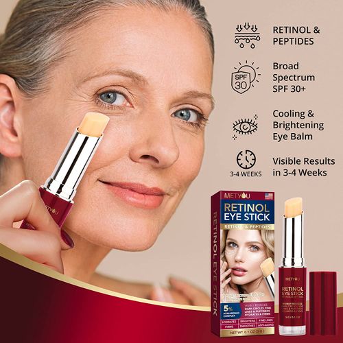 Retinol Under Eye Brightener Stick, Dark Circles Under Eye Treatment for Women with 5% Hyaluronic Acid Complex - Anti Aging Eye Cream for Puffiness and Bags Hydrates, Firms and Brightens Eyes 0.1oz(3g)