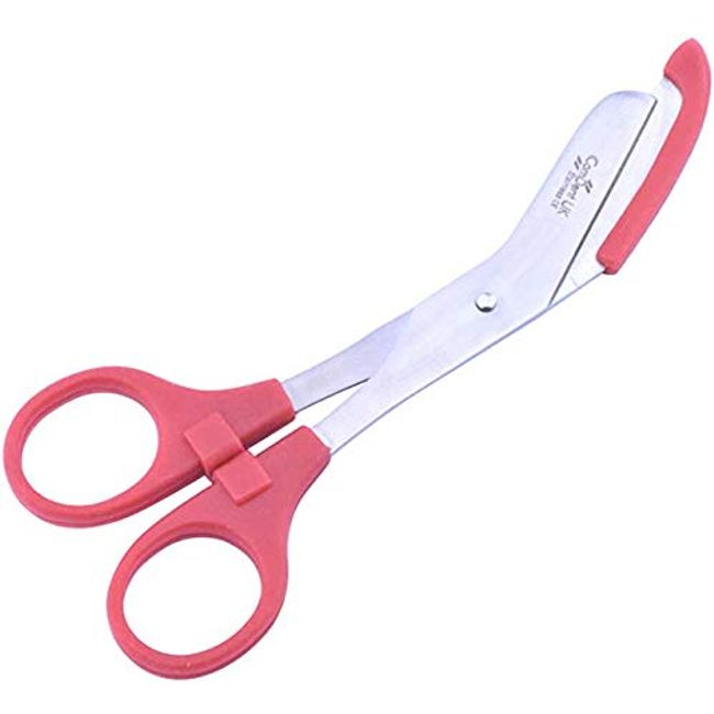 AR EMPORIUM Bandage Scissors with Round Tip Perfect for Nurses,Veterinary and Home Use with with Colored Safety Guard 5 -Colours (Red)