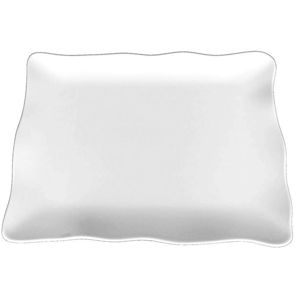 Lucky Star Melamine Rectangular Dinner Serving Plate, Wavy Rim, White, 6-pcs per case (13-7/8" X 10")
