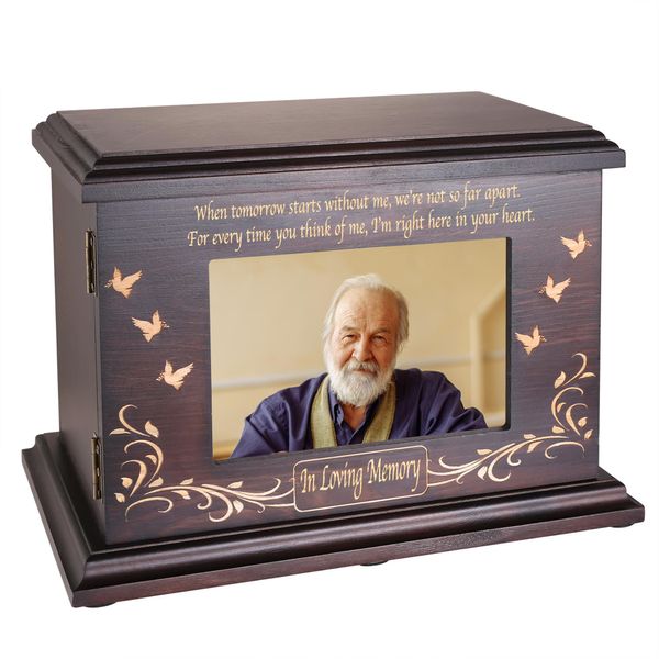 Cremation Memorial Urns for Human Ashes Adult Male Female, Wooden Picture Frame Urns Box and Casket for Ashes Men Women Child, Burial Funeral Urns for Ashes, Holds Up to 250 LBS