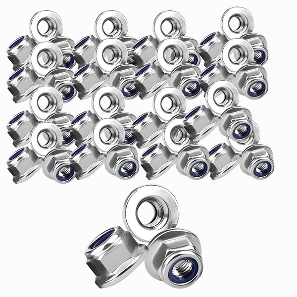 UHMC M6 Nuts,40 Pcs 6mm Locking Nuts Galvanized Iron Locking Nuts Self Locking Nuts Nylon Insert Lock Nuts Galvanized Iron Hex Nuts for Connecting and Fixing Various Components