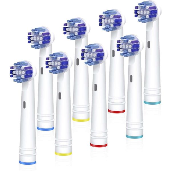 ELNORTH Brown Oral B Compatible Electric Toothbrush, Replacement Brush, Basic Brush, 8 Pieces, White, Perfect Model