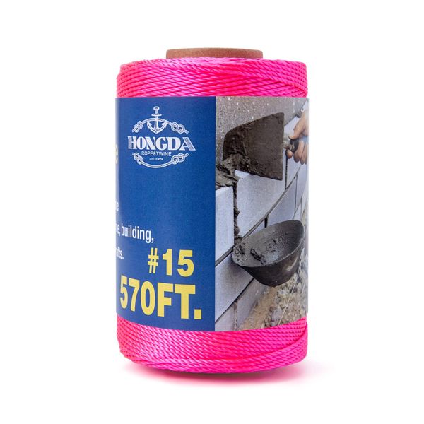 HONGDA Twisted Nylon String, 15 x 570FT Mason Line String, Nylon Twine for Masonry Job, Trot Line, Decoy Line, Net Making and Mending, Workshop, Crafts, Gardening