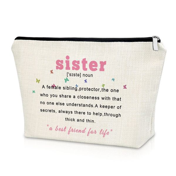 Sisters Gifts from Sister Makeup Bag Birthday Gifts for Sister Graduation Christmas Birthday Gifts for Little Sister Big Sister Step Sister Sister in Law Soul Sister Cosmetic Bag Cosmetic Travel Pouch