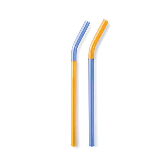 Amabro Two Tone Glass Straws amabro TWO TONE GLASS STRAW 1710 Amber x Blue