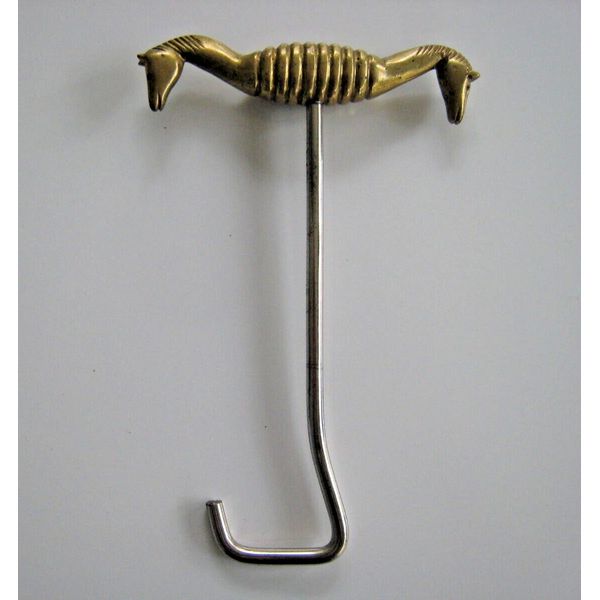 ☀️☀️ Brass Horse Head Chimney Fireplace Flue Damper / Boot Pull Strap Hook ☀️☀️