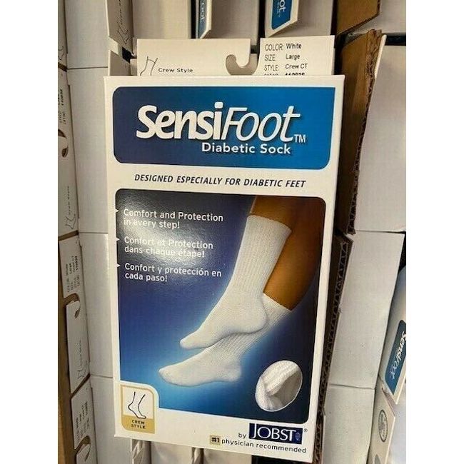 JOBST Sensifoot™ Diabetic Sock White Crew CT Size LG 110838 - 1 Pair (NEW)