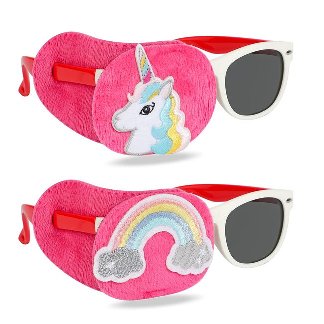 HIFOT Amblyopie Augenklappen Kinder 2 Stück,Einhorn Amblyopia Kinder Korrektur orthoptischer augenklappe medizinisch für Schielens,Brille Cover eye patch Lazy Eye Strabismus augenpflaster