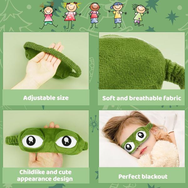 ACWOO Sleep Eye Mask, 3D Frog Eye Mask Fluff Face Sleeping Funny Novelty Cartoon Frog Eye Cover, Cartoon Green Frog Wacky Eye Mask, Funny Eye Blinder As Gift for Kids, Men, Women, Sleeping, Travel