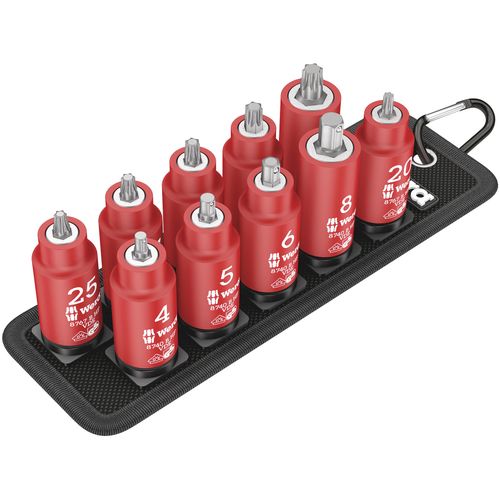 Wera 05004930001 | Zyklop Socket Set, Belt B VDE 1, Hex Socket with Torx/Retention Function, Drive 0.4 inch (10 mm), 10 Pieces