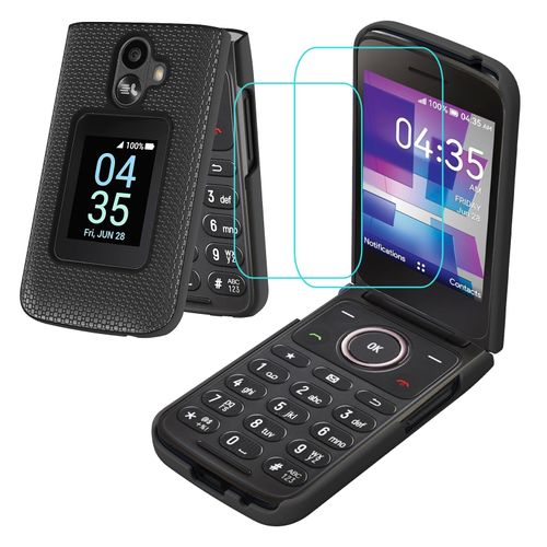 Aulzaju for TCL Flip 3 Phone Case with [2*Screen Protector],Slim Fit Hard Shell Design [Front Back Full Body Protection] Frosted PC Shockproof Phone Case for TCL T435 2024 Black