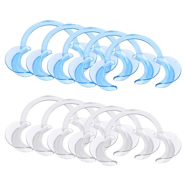 Vicloon 10Pcs Wangenhalter Mundwinkelhalter Fuer Mundöffner Challenge, Dental C-Form Mundöffner für Zahnaufhellung（Blau+Transparent)