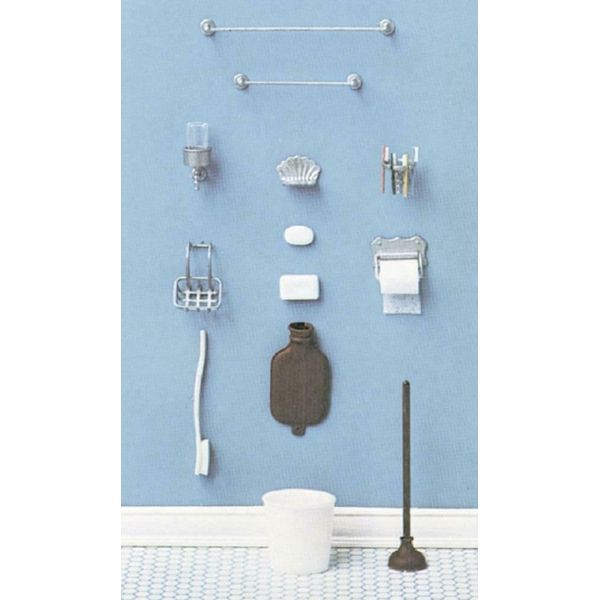 Dollhouse Miniature 18-Pc. Bathroom Accessories Chrysnbon® Kit