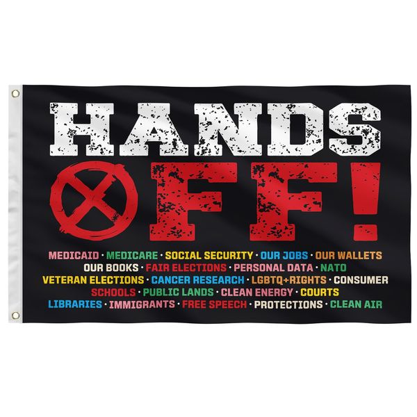Hands Off Flag 3X5FT,Hands Off Protest Social Security And Medicare Protest Outdoor Flags, Rustic Flag.
