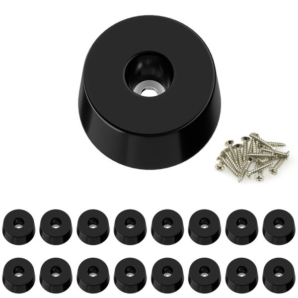 16 PCS Round Rubber Furniture Feet Pads with Screws,Table Leg Pads,Rubber Ends for Chair Legs (16, 28 x 25 x 14mm)