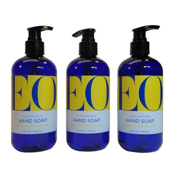3-Pack EO Liquid Hand Soap Lemon & Eucalyptus w/ Pure Essential Oils - 12oz Each