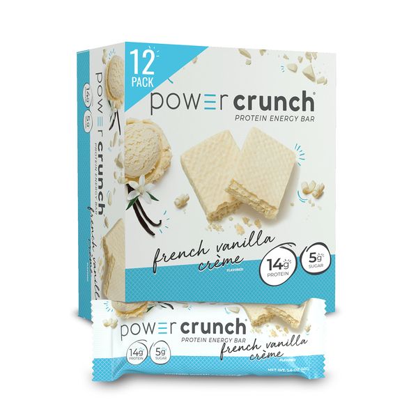 Power Crunch Protein Wafer Bars, High Protein Snacks with Delicious Taste, French Vanilla Creme, 1.4 Ounce (12 Count)