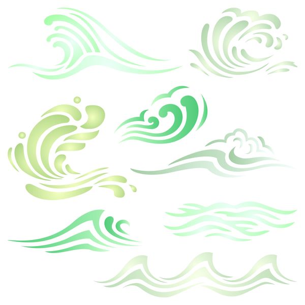 Waves Stencil, 8.5 x 8.5 inch - Ocean Sea Wave Water Effect