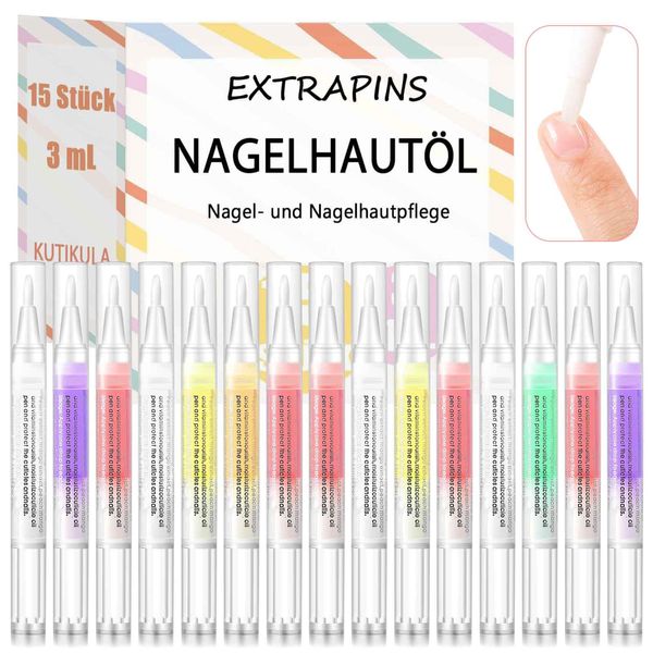 EXTRAPINS 15 Stück Cuticle Oil,Nagelöl Stift,Nagelpflegestift,Nagelöl Cuticle Oil Pen für die Reparatur von Rissigen und Trockenen Nägeln Moisturizer Nail oil, Nagelhaut-Ölstift