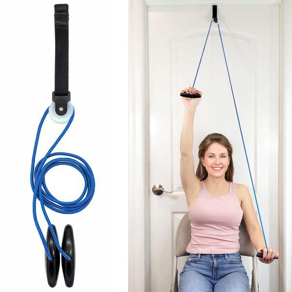 LiftAid Shoulder Pulley for Physical Therapy with Exercise Guide - Improves Shoulder Strength & Range of Motion - Reduces Pain, Helps in Muscle Recovery - Physical Therapy Equipment (Blue)