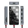 Airlia SD-CMULTI02-B Multi-function Adapter, See-Through Structure, See-Through Structure, HDMI USB 3.0, SD Card Reader, Micro SD Card Reader, PD Compatible, Type C Connection