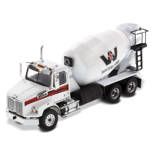 Diecast Masters Western Star 4700 SFFA Concrete Mixer Truck- White | Tandem With Mixer | 1:50 Scale Model Semi Trucks | Diecast Model by Diecast Masters 71035