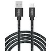 LIQUIPEL Powertek Type-C Fast Charger Cable, 6ft USB-C Diamond Shine (Black)