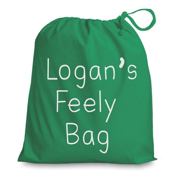 Busy Hands & Feet Personalised Purple Feely Bag Drawstring Bag (Green)