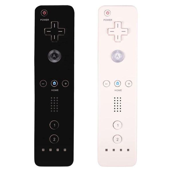 Wii Controller 2 Pack - Wii Remote with Silicone Case and Wrist Strap (black+white)
