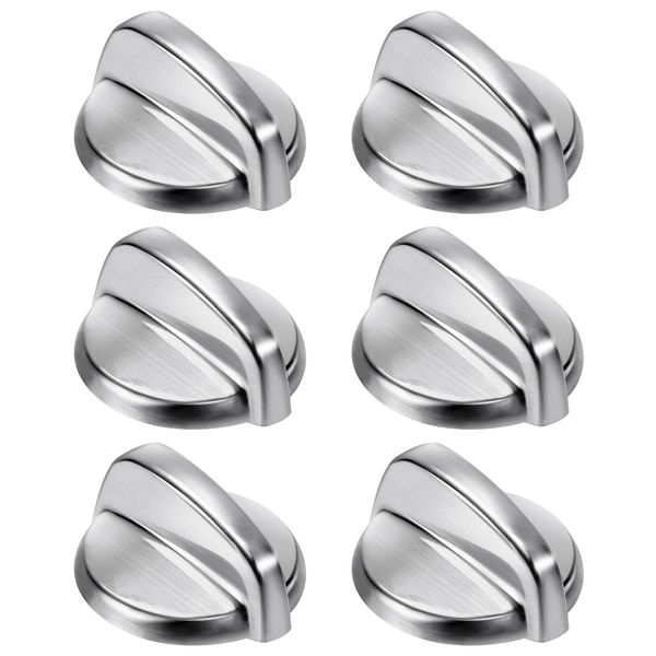 WB03T10325 Heavy Metal Knobs 6 Pack- Fit for General Electric GE Cooktop Burner Range Control Knob -Replaces AP5690210 PS3510510 2691864 PS3510510 Burner Stove Knob