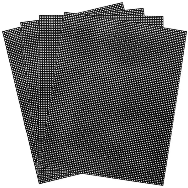 Caydo 4 Pieces 7 Count Black Plastic Mesh Canvas Sheets for Embroidery, Acrylic Yarn Crafting, Knit Crochet Projects and Make Aquarium Dividers (10.5 x 13.5 Inch)